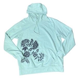 Patagonia Womens Large Hoodie Mint Green Floral Organic Cotton Sweatshirt Jacket